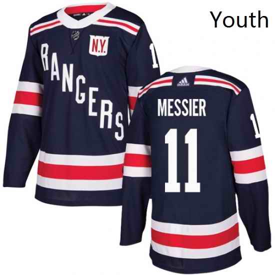 Youth Adidas New York Rangers 11 Mark Messier Authentic Navy Blue 2018 Winter Classic NHL Jersey